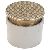 Zurn CO2450-PV3, Adjustable Floor Cleanout, 3 Inch PVC Hub Connection , Brass , 3