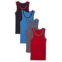 Sportoli Boys Ultra Soft 100% Cotton Tagless Tank Top Undershirts 4-Pack