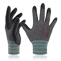 DEX FIT Nitrile Work Gloves FN330, 1 Pair, 3D-Comfort Stretchy Fit, Firm Grip, Thin & Lightweight, Touch-Screen Compatible, Durable, Breathable & Cool, Machine Washable; Black Grey L (9)