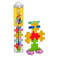 PLUS PLUS Big – 15 Piece Tropical Mix – Construction Building Stem/Steam Toy, Interlocking Large Puzzle Blocks for Toddlers and Preschool, Open Play Tube