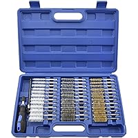 NEIKO 00325A Wire Brush Drill Attachments with 1/4-Inch Hex Shank, SAE and MM Brushes Assortment, Mountable on Power Drill or Die Grinder, 38-Piece Set