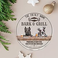 Bark & Grille Proundly Serving Whatever You Brought Establi Christmas Acrylic Ornament Dog Pet Lovers Christmas Ornament Funny Car Hanging Ornament Decoration for Family 3 in