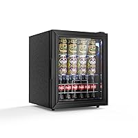 Beverage Refrigerator Cooler, 75 Can Beverage Fridge With Glass Door for Wine and Beer, Freestanding Beverage Fridge With Adjustable Shelving and 7 Level Temperature Control, for Dorm, Office