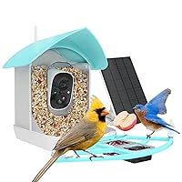 Smart Bird Feeder with Camera, AI Identify Bird Breed, Solar-Powered WiFi 1080P Live Camera, Auto Capture Backyard Garden Bird Watching, Motion Detection, Cloud and SD Card Storage, Blue…
