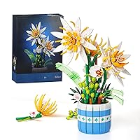 Epiphyllum Flower Bouquet Building Set with Vase for Adults Teens,Artificial Botanical Collection for Home Decor,Gift for Girls Boys Mother's Day(835 PCS)