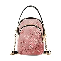 Quilted Crossbody Bags for Women,Sakura Cherry Blossom Women's Crossbody Handbags Small Travel Purses Phone Bag
