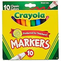 Crayola 758114552570 Broad Line Markers, Classic Colors 10 Each (Pack of 24), Case of 24 no, Count