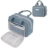 Narwey Full Size Toiletry Bag Women Large Makeup Bag Organizer Travel Cosmetic Bag for Essentials Accessories (Greyish Blue)