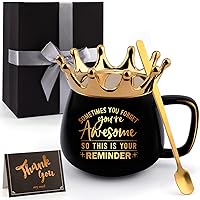 Mothers Day Gifts for Mom, Unique Thank You Gifts for Women & Employee Appreciation Gifts-Funny Crown Coffee Mugs with Gift Card, Birthday Inspirational Gifts for Boss Sister Coworker Teacher(Black)