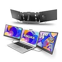 Laptop Screen Extender, 14” FHD 1080P IPS Portable Monitor for 13.3”-17” Laptop, HDMI/USB-A/Type-C Laptop Monitor Extender with Kickstand, Plug and Play for Mac/Wins/Android/Switch