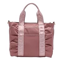 Gusio Italy 121116 Nylon Ruffle Tote Bag, 2-Way Shoulder Handbag, Square, Cute, Events, Women's, Fashion, 121116