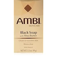 Ambi Skincare Black Soap with Shea Butter, 3.5 Oz (Pack of 2)