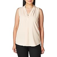 Calvin Klein Women's Sleeveless Blouse with Inverted Pleat (Standard and Plus)