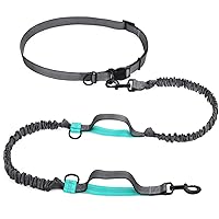 SHINE HAI Retractable Hands Free Dog Leash with Dual Bungees for Dogs, Adjustable Waist Belt Bag, Reflective Stitching Leash for Running Walking Hiking Jogging Biking (for 1 Dog)