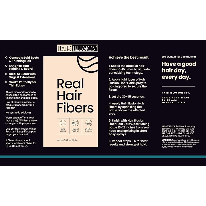 Mua Hair Illusion Black Real Hair Fibers for Thinning Hair - 100% Natural  Texture, Non Synthetic Hair Fibers - Bald Spot Cover Up for Women & Men -  38 Gram trên Amazon Mỹ chính hãng 2023 | Fado