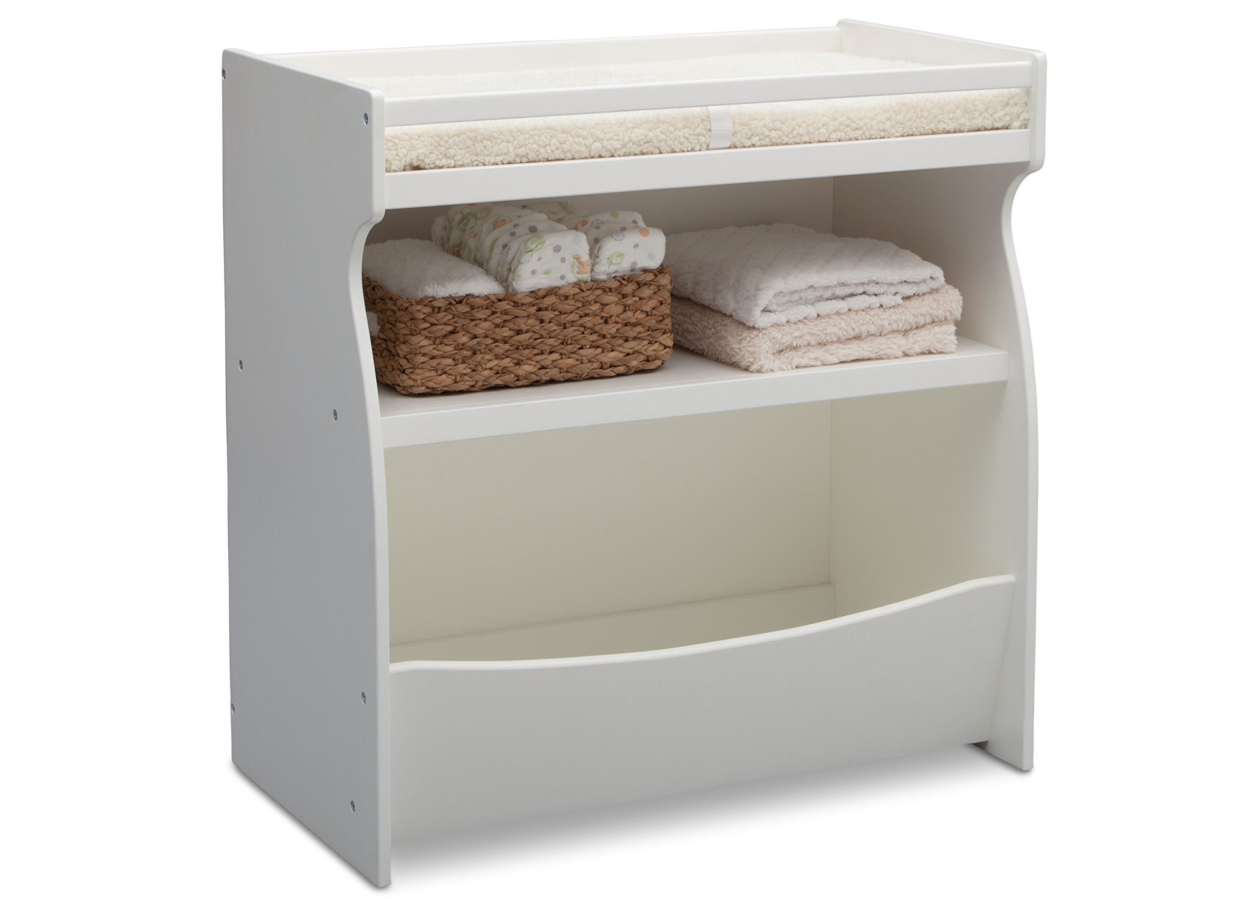 Delta Children 2-in-1 Changing Table and Storage Unit with Changing Pad, Bianca White