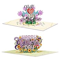 Paper Love Mothers Day Pop Up Cards 2 Pack - Includes 1 Floral Best Mom Ever and 1 Happy Mothers Day, For Mother, Wife, Anyone - 5