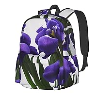 Violet Flowers Backpack Print Shoulder Canvas Bag Travel Large Capacity Casual Daypack With Side Pockets