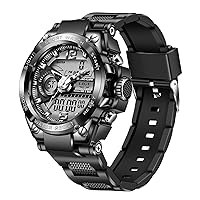 LIGE Men's Digital Watches, Outdoor Sports Large Dial 5 ATM Waterproof Analogue Digital Electronic Watches for Men Date Calendar LED Luminous Wrist Watch