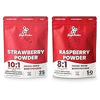 Jungle Powder Berry Blast Bundle: 3.5oz Strawberry Powder & 7oz Raspberry Powder - Freeze Dried, Unsweetened, GMO-Free, Ideal for Baking, Smoothies, Flavoring, Additive-Free Fruit Extracts