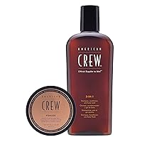 American Crew Gift Set, Pomade Duo includes Hair Pomade and 3-in-1 Men's Shampoo, Conditioner, Body Wash with Shave Gel Sample
