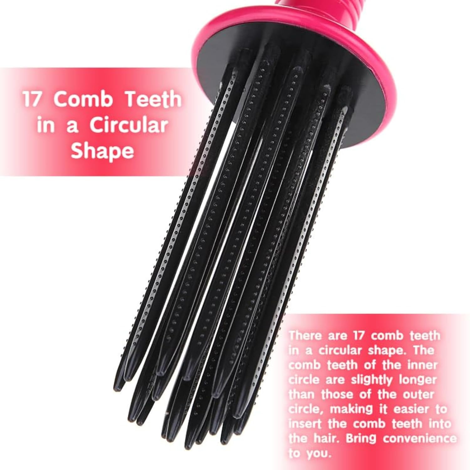 Neuvikter 17 Teeth Round Comb Hair Brush, Portable Anti‑slip Curling Wand, Curly Hair Styler Tool, Air Volume Comb, Professional Hairstyling Tools for Hair Salon, Home (1Pc)