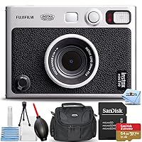 Ultimaxx Bundle with FUJIFILM INSTAX Mini EVO Hybrid Instant Camera 16745183, Sandisk Extreme Pro 64GB SD, Card Reader, Gadget Bag, Blower. Microfiber Cloth and Cleaning Kit
