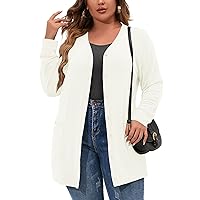 Plus Size Lightweight Cardigan For Women long Sleeve Coat Open Front Bolero Tops Button Down Soft Outwear L-5X
