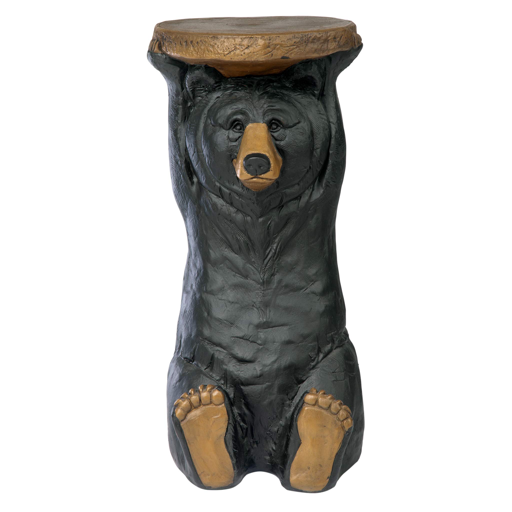 Design Toscano Black Forest Bear Pedestal Stand Cabin Decor, 11 Inches Wide, 11 Inches Deep, 24 Inches High, Handcast Polyresin, Full Color Finish