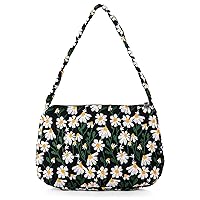 Women's Tote Bag Mini Flowers Embroidered Handbag Small Cellphone Purse Canvas Hobo Bag
