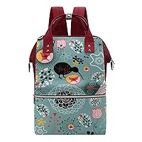 Floral with Birds Diaper Bag Backpack Travel Waterproof Mommy Bag Nappy Daypack
