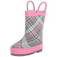 Western Chief Kids Cozy Plaid Mini Tread Loop Boot for Toddler and Little Girls - Man-made Upper, Round Toe, and Slip-on Closure Footwear