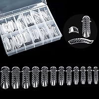 KADS 120PCS Clear Full Cover Dual Nail System Form UV Gel Acrylic Nail Art Mold Artificial Nail Tips with Scale for Extension (MODEL 3)