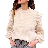 Knit Sweater for Women Solid Fall Jumper Cute Crewneck Long Sleeve Pullover Tops Ladies Dressy Casual Sweaters