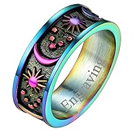 FaithHeart 8mm Moon Star Sun Band Rings for Women Men, Stainless Steel Celtic Knot Band Polished Bands Personalized Customizable