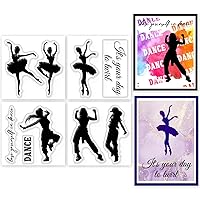 GLOBLELAND 4Pcs Mini Danceing Lady Clear Stamps for DIY Scrapbooking Mini Ballet Hip Hop Silicone Clear Stamp Seals Transparent Stamps for Cards Making Photo Album Journal Home Decoration