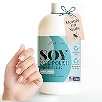 JOYA MIA Soy Nail Polish Remover - Acetone-Free w/Hydrating Ingredients, Nourishing Soy-Based Nail Care, Vegan, Gentle on Cuticles, Great for Quick & Clean Removal, Easy Application - Unscented, 16oz