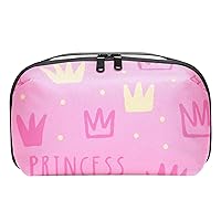 Electronics Organizer, Princess Pink Small Travel Cable Organizer Carrying Bag, Compact Tech Case Bag for Electronic Accessories, Cords, Charger, USB, Hard Drives
