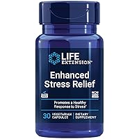 Life Extension Enhanced Stress Relief, Lemon Balm Extract, L-theanine, decompress with This Supplement for Stress, Gluten-Free, Non-GMO, Vegetarian, 30 Capsules