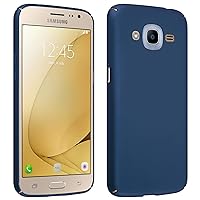 Case Compatible with Samsung Galaxy J2 2016 in Metal Blue - Shockproof and Scratch Resistent Plastic Hard Cover - Ultra Slim Protective Shell Bumper Back Skin