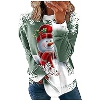 Women Oversized Sweatshirt Crewneck Long Sleeve Christmas Tops Snowman Print Casual Cute Shirt Trendy Pullover