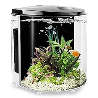 1.2 Gallon Betta Aquarium Starter Kits Fish Tank with LED Light and Filter Pump Black (320black)