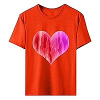 XJYIOEWT Button Down Shirts for Women Short Sleeve Silk Women's Valentine's Day Casual Round Neck Red Super Beautiful L