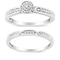 .925 Sterling Silver Diamond Accent Frame Twist Shank Bridal Set Ring and Band (I-J Color, I3 Clarity)