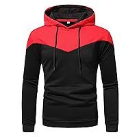 DuDubaby Men's Fashion Splicing Long Sleeve Casual Hooded Pullover Jacket Top Blouse