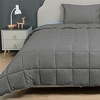 sunflower Duvet Insert Twin Size-100% Cotton Comforter Down Alternative Steel Gray Twin XL-Quilted Lightweight Duvet Insert Kid Toddler College Dorm Thin Soft Breathable with Silver Trim and 6 Tabs