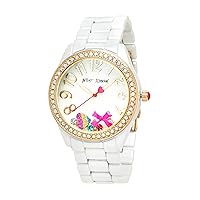 Betsey Johnson Women's Watch Alloy Case Link Band Crystal Dial