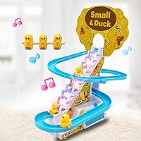 Electric Duck Climbing Stairs Toy, with Music & LED Lights Duck Race Toy Gift, Children Roller Coaster Toy Set, for Children Over 3 Years of Age.