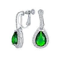 Bridal Jewelry Set 7-15 CT Vintage Style Halo Cubic Zirconia AAA CZ Huggie Pierced Snap Drop Teardrop Screw Back Clip On Earrings For Women Prom Bridesmaid Wedding Gemstone Colors Silver Gold Plated