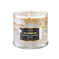 CLCo by Candle-lite Wood Wick Scented Candles, Sandalwood Plum Fragrance, One 14 oz. Single-Wick Aromatherapy Candle with 90 Hours of Burn Time, White Color